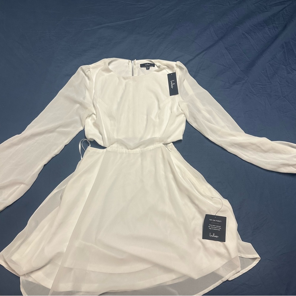 Lulu's White Long Sleeve Dress